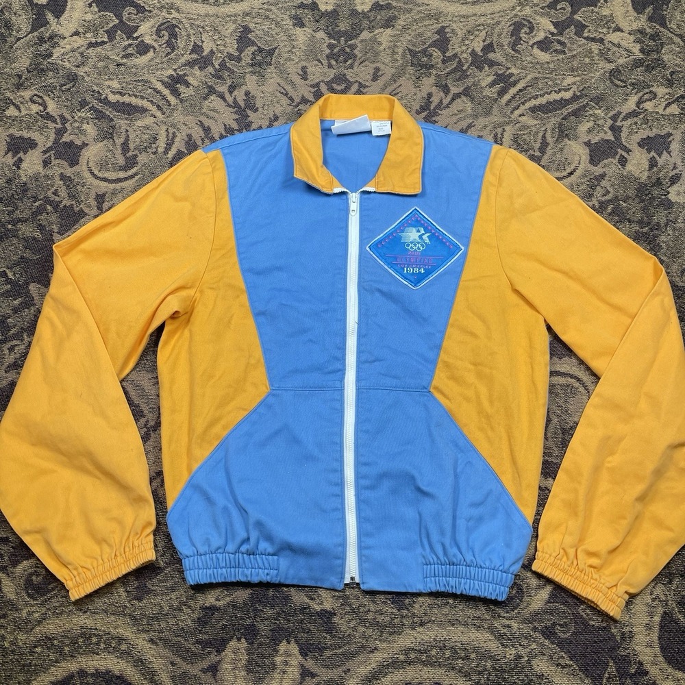 Vtg 80s Levis Jacket Small 1984 Olympic Games Staff Uniform Yellow Blue 105344